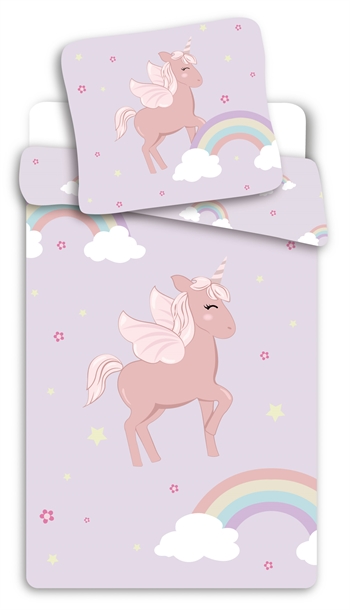 Billede af Junior sengetøj 100x140 cm - Unicorn - Sengesæt med enhjørning - 2 i 1 design - 100% bomuld